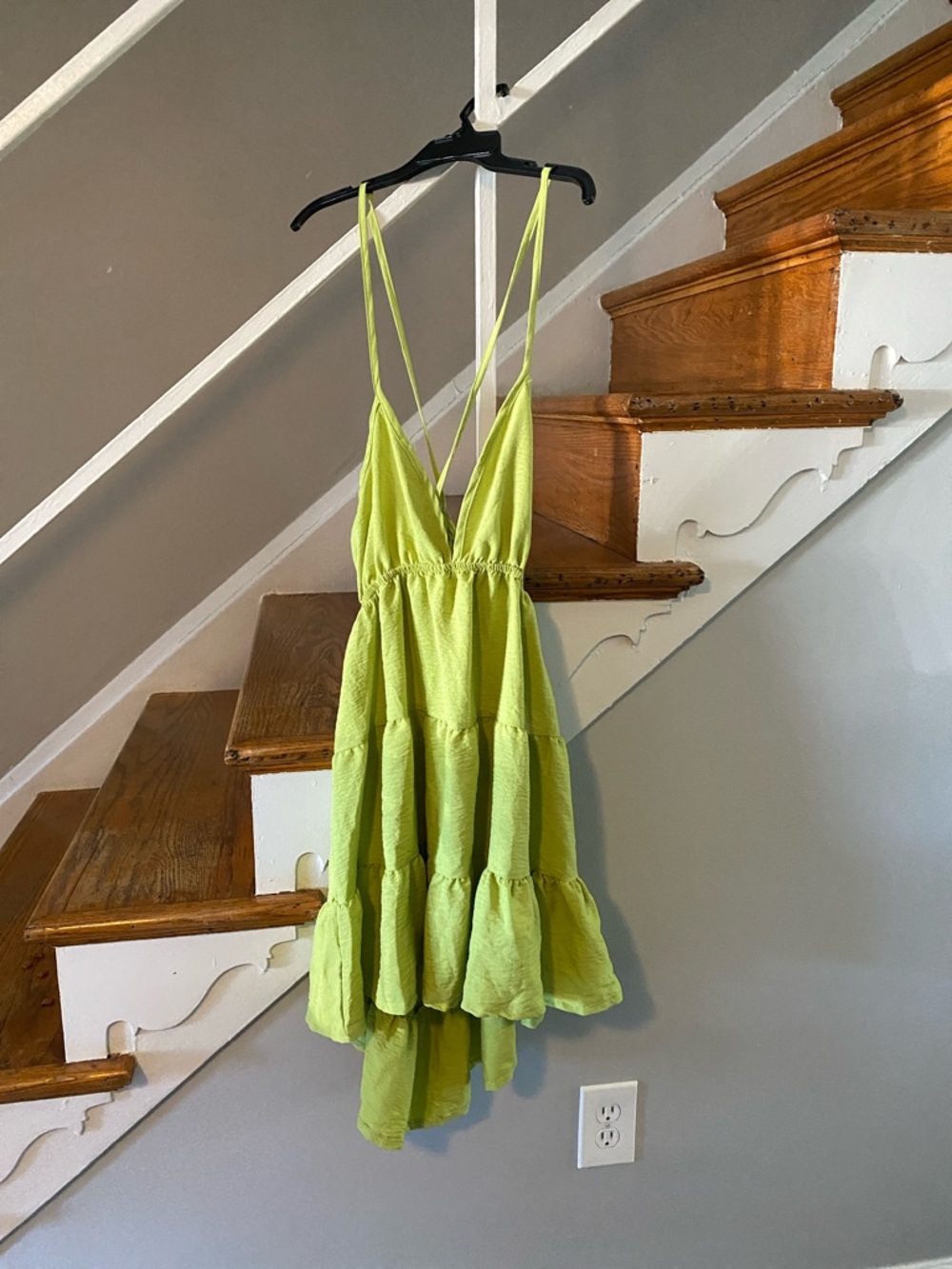 SHEIN Lime Green Ruffled Tiered Sundress Size L